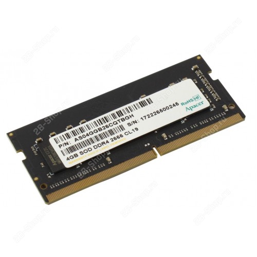 Память оперативная SODIMM DDR4 2666 4GB PC4-21300 Apacer (AS04GGB26CQTBGH)